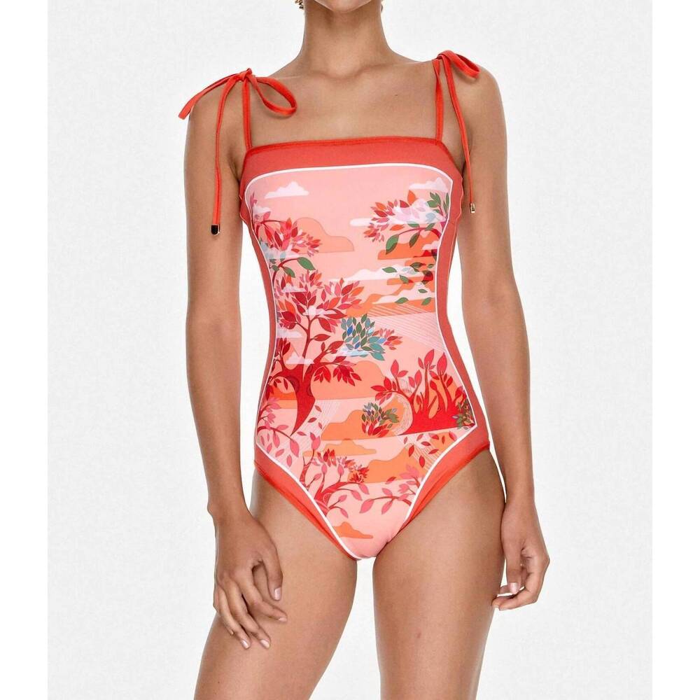 NEW JESSIE ZHAO crossing reversible one-piece swimsuit in red multi